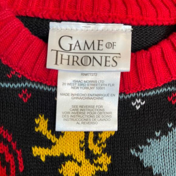 HBO Game of Thrones WESTEROS JOY TO THE REALM Ugly Christmas Sweater Size M - Picture 3 of 4
